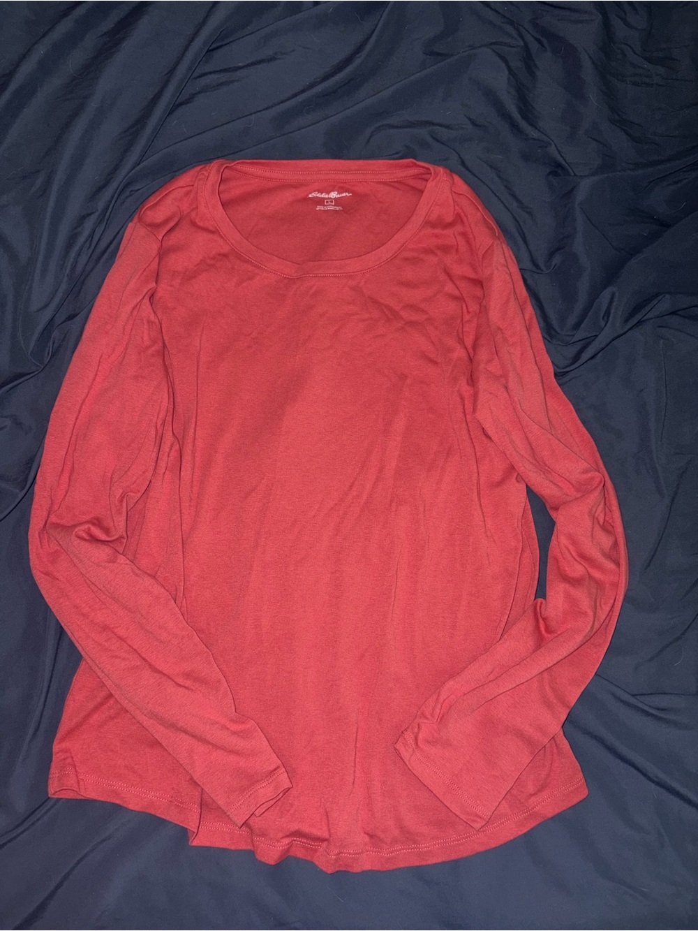 Eddie Bauer Coral-Red Long Sleeve Scoop Neck Top